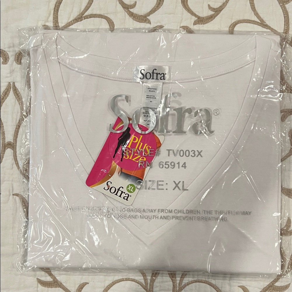 Sofra White V-Neck Tee